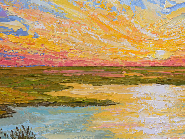 Sunset Over Marsh, Acrylics on Canvas, 16"x20"