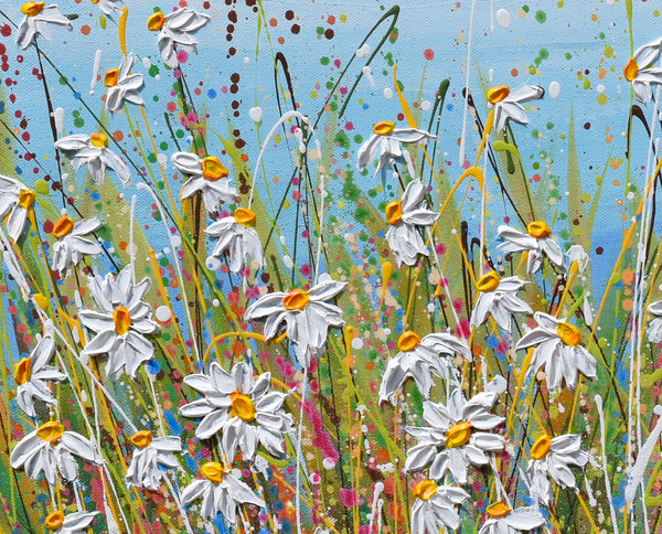 White Daisy Field, 24"x24", acrylics on canvas
