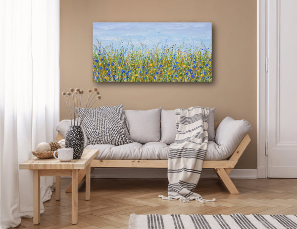 Blue and Yellow Wildflowers, 24"x48"