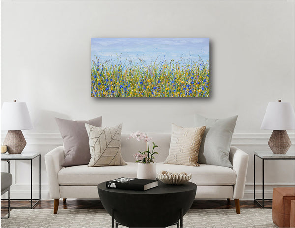 Blue and Yellow Wildflowers, 24"x48"
