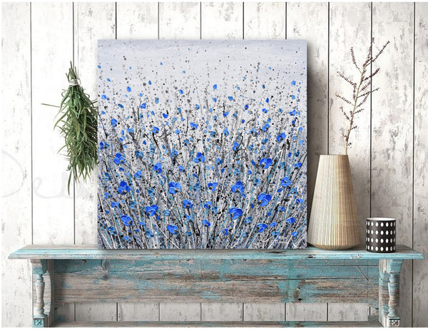 Blue Flowers, 24"x24"