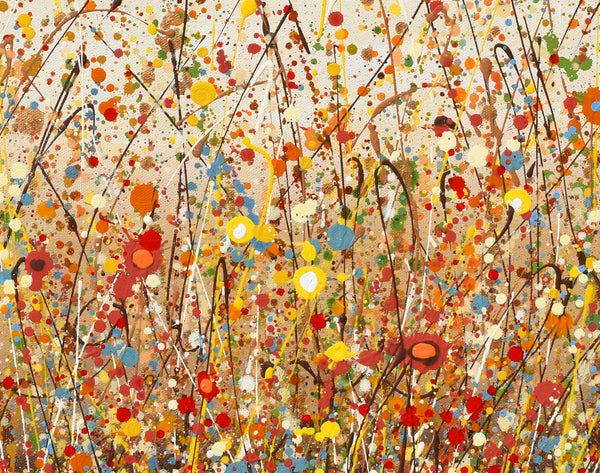 Cheerful Autumn Flowers, 24"x48", Acrylics on Canvas