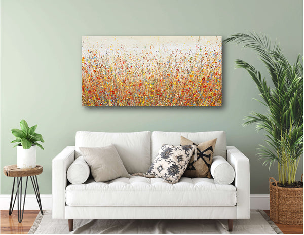 Cheerful Autumn Flowers, 24"x48", Acrylics on Canvas