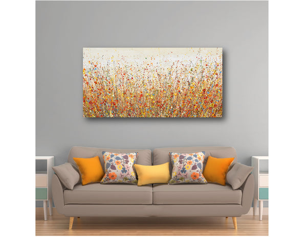 Cheerful Autumn Flowers, 24"x48", Acrylics on Canvas