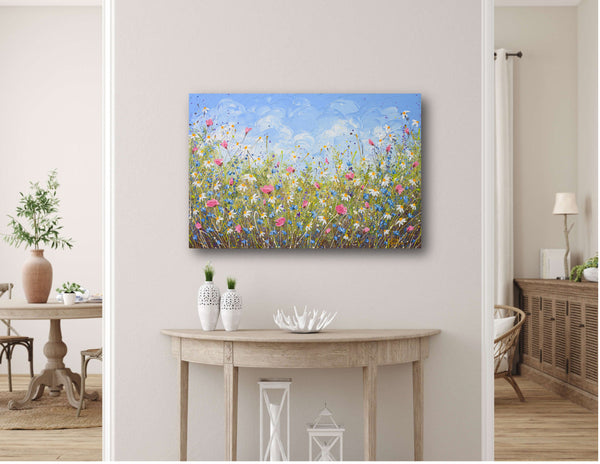 Clouds over daisies, Acrylics on Canvas, 24"x36"