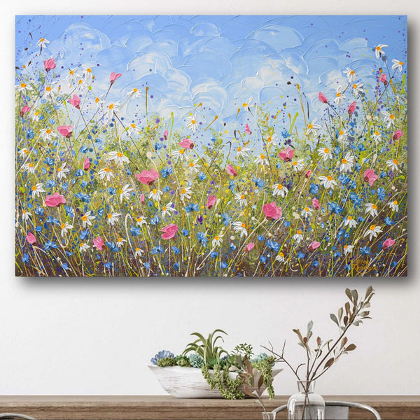 Clouds over daisies, Acrylics on Canvas, 24"x36"