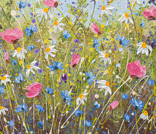 Clouds over daisies, Acrylics on Canvas, 24"x36"