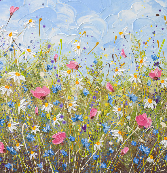 Clouds over daisies, Acrylics on Canvas, 24"x36"