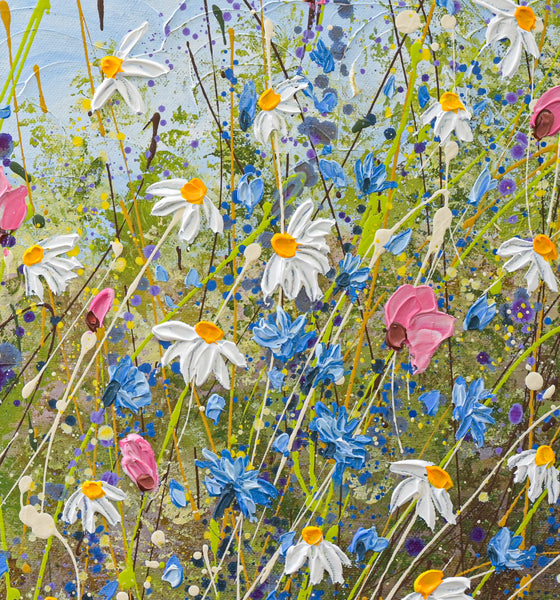 Clouds over daisies, Acrylics on Canvas, 24"x36"