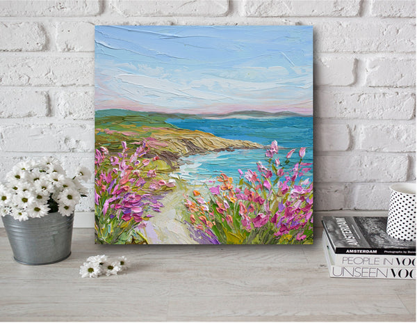 Coastal blooms, Acrylics on Canvas, 12"x12"