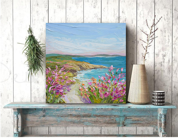 Coastal blooms, Acrylics on Canvas, 12"x12"