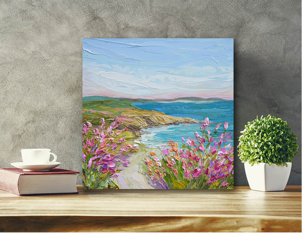 Coastal blooms, Acrylics on Canvas, 12"x12"