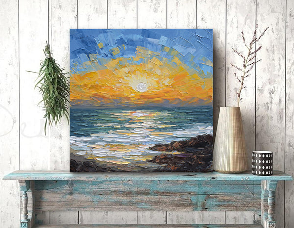 Coastal Calm, Acrylics on Canvas, 12"x12"