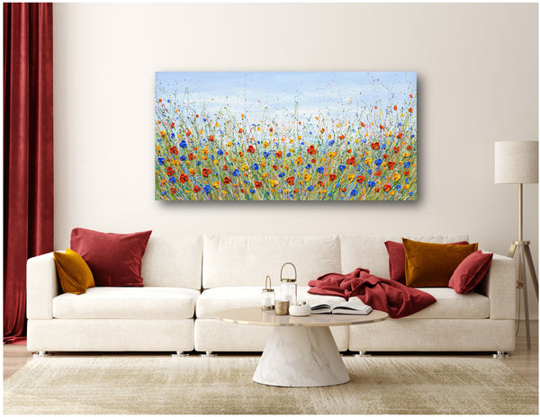 Colorful Flower Field, 24"x48'