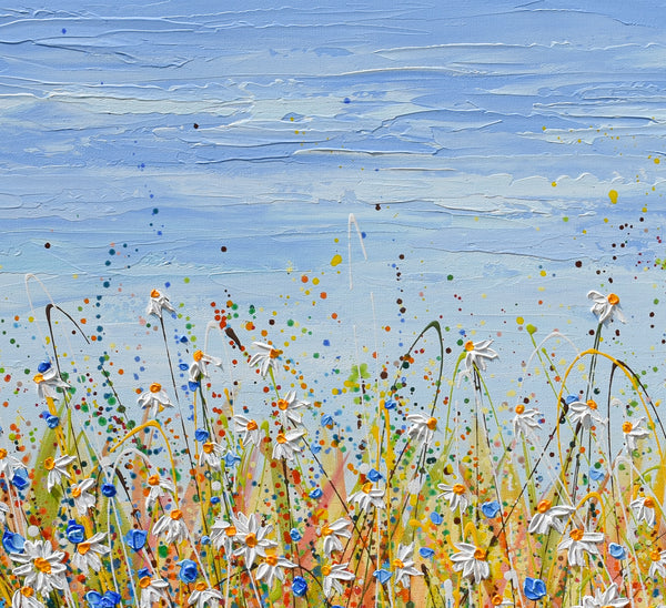 Daisies in August, 24"x48", Acrylics on Canvas