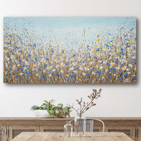 Daisies in September, Acrylics on Canvas, 24"x48"