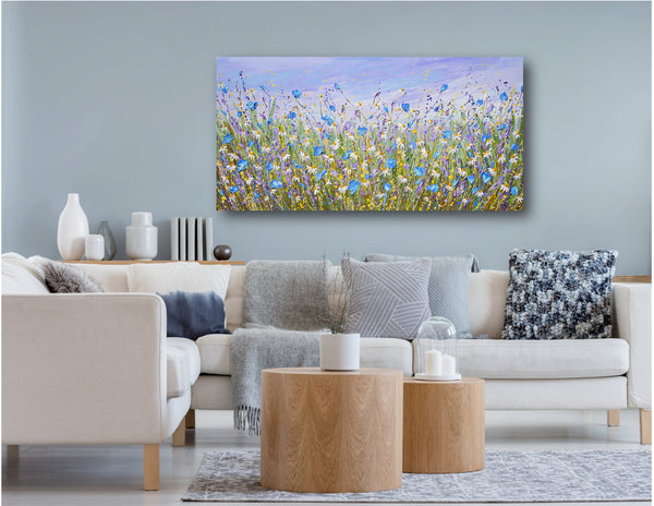 Daisy Dreams, Acrylics on Canvas, 24"x48"