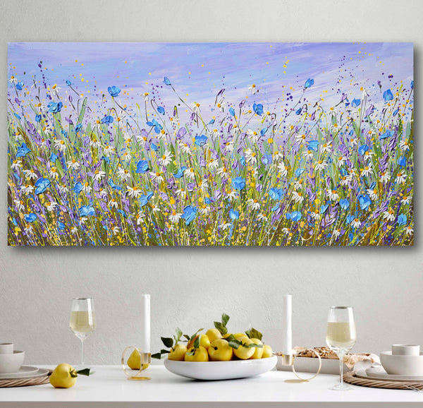 Daisy Dreams, Acrylics on Canvas, 24"x48"