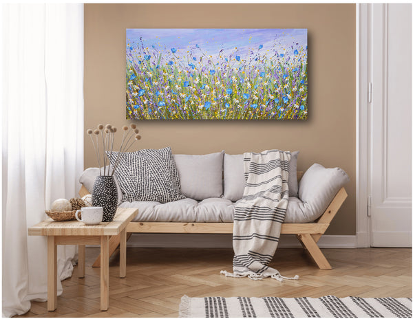 Daisy Dreams, Acrylics on Canvas, 24"x48"