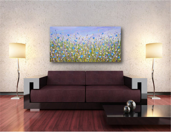 Daisy Dreams, Acrylics on Canvas, 24"x48"
