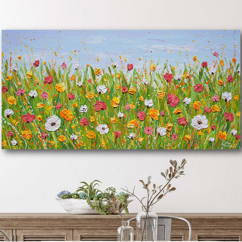 Flowers Garden, Acrylic on Canvas, 24"x48"
