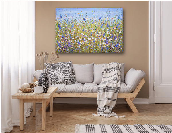 Lavender & Daisies, Acrylic on Canvas