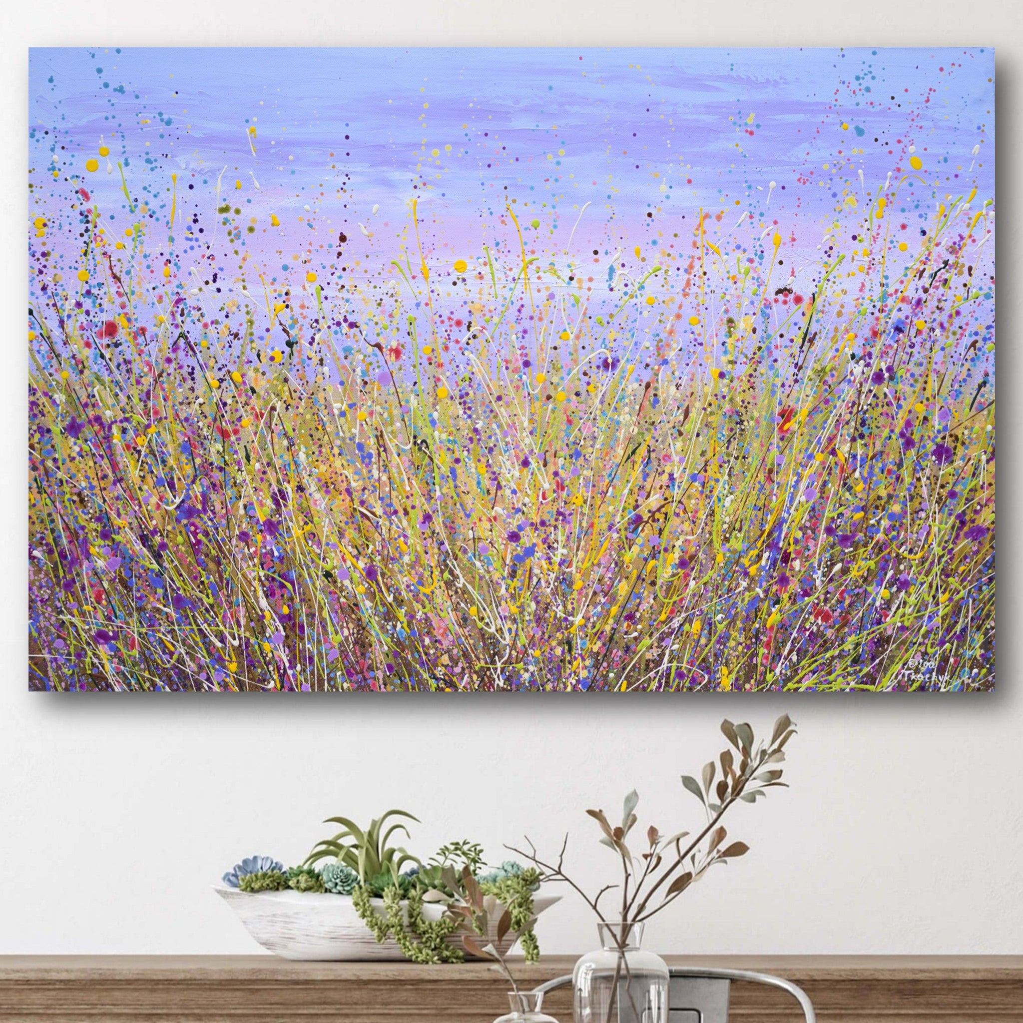 lavender flower painting acrylic Lavender Field, Acrylic on Canvas, 24"x36" – Olga Tkachyk Art