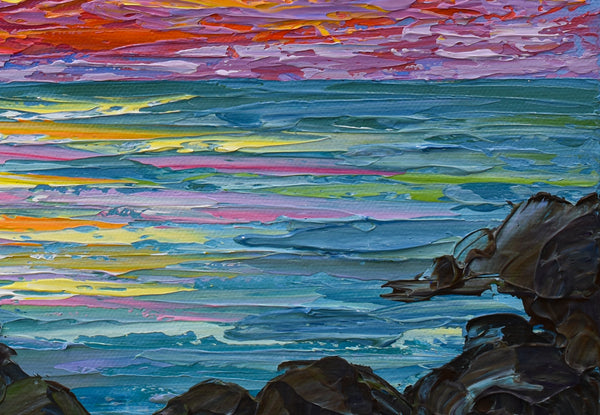 Ocean Rocks at Sunset, 12"x12"