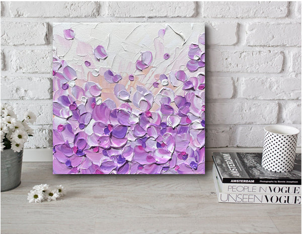 Violet Bloom, acrylic on canvas, 8"x8"