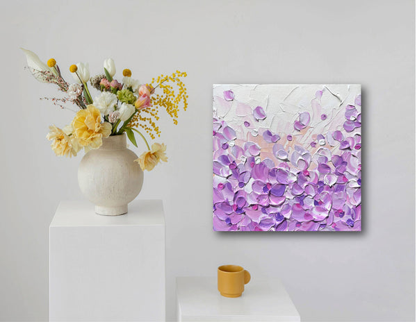 Violet Bloom, acrylic on canvas, 8"x8"