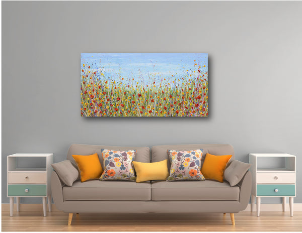 Poppies in July, Acrylics on Canvas, 24"x48"