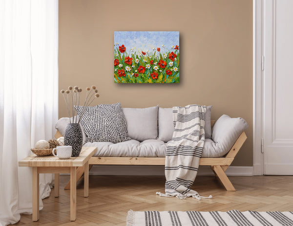 Daisies and Poppies, 16"x20"