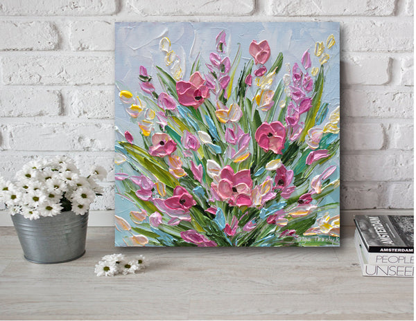 Spring Bouquet, Acrylics on Canvas, 12"x12"