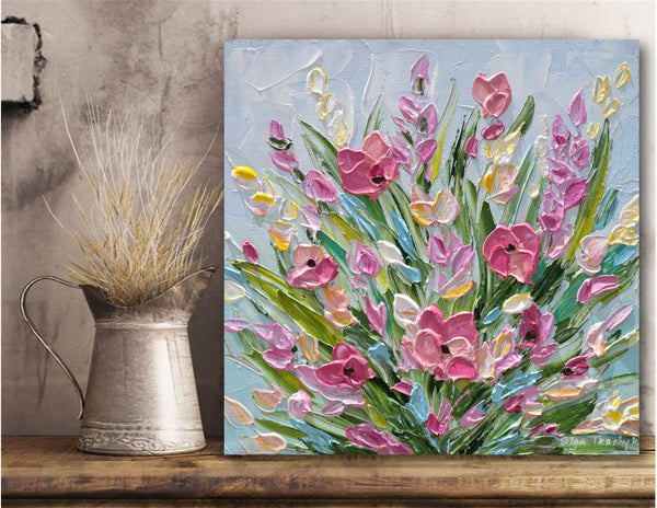 Spring Bouquet, Acrylics on Canvas, 12"x12"