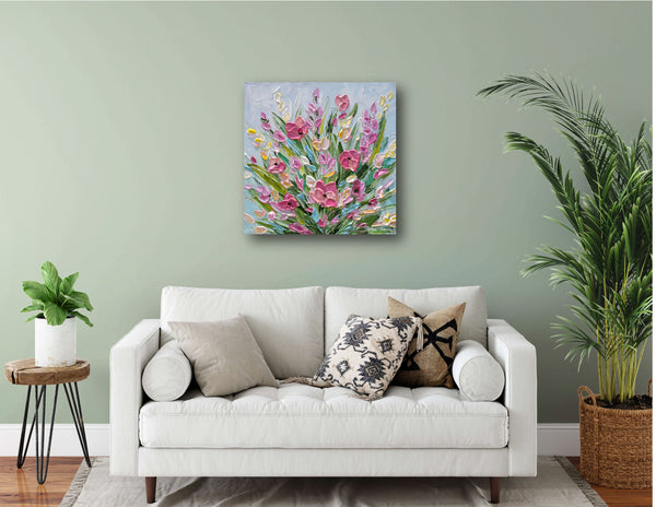 Spring Bouquet, Acrylics on Canvas, 12"x12"