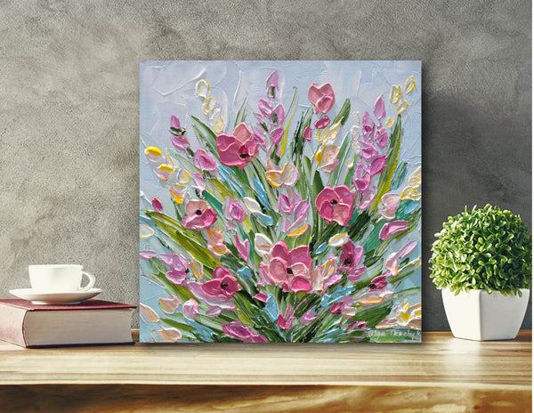 Spring Bouquet, Acrylics on Canvas, 12"x12"