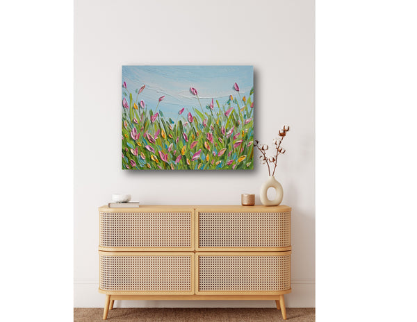 Spring Tulips, acrylics on canvas, 16"x20"