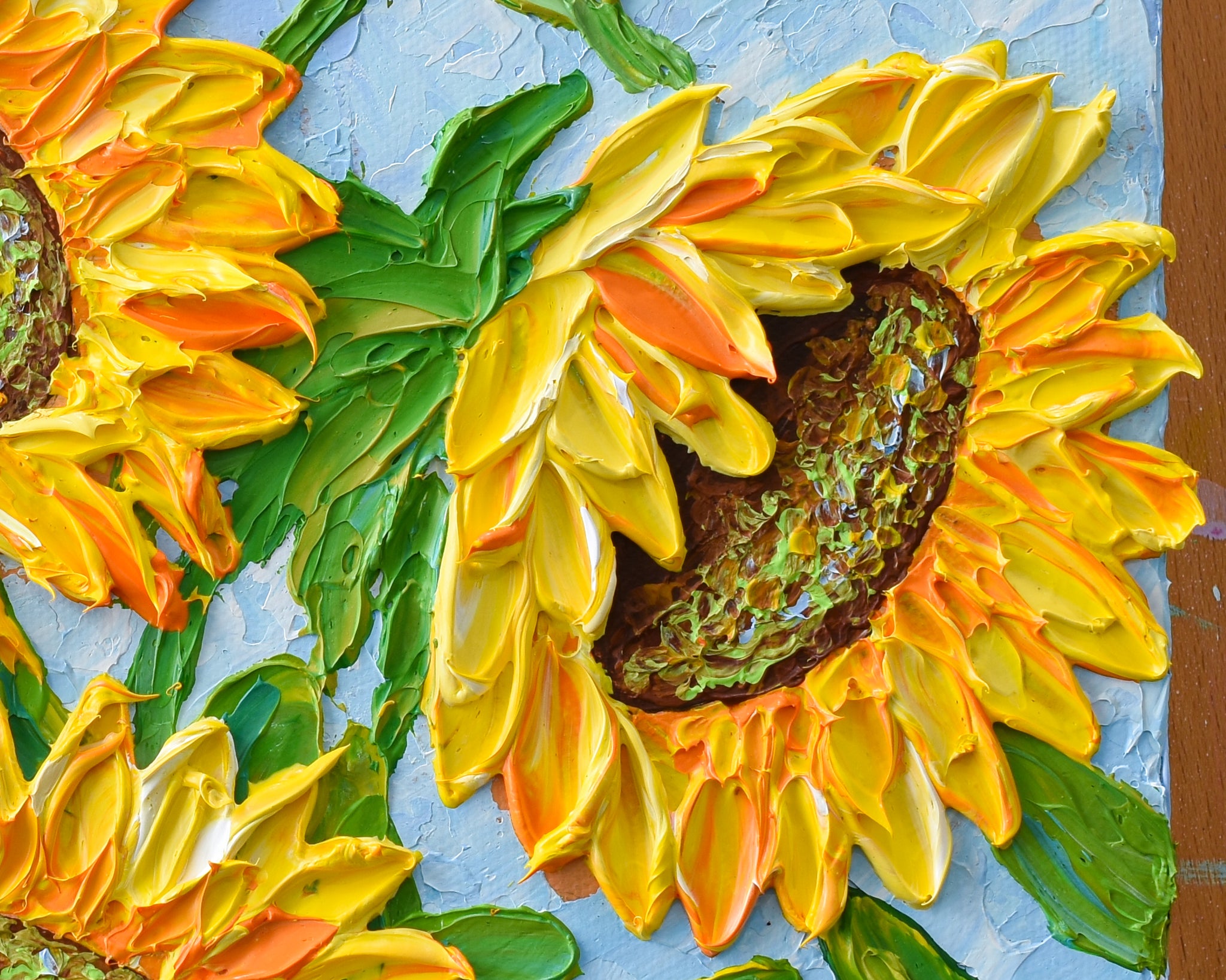 Sunflowers, Heavy Textured Floral Acrylic Painting, Fall Décor 12