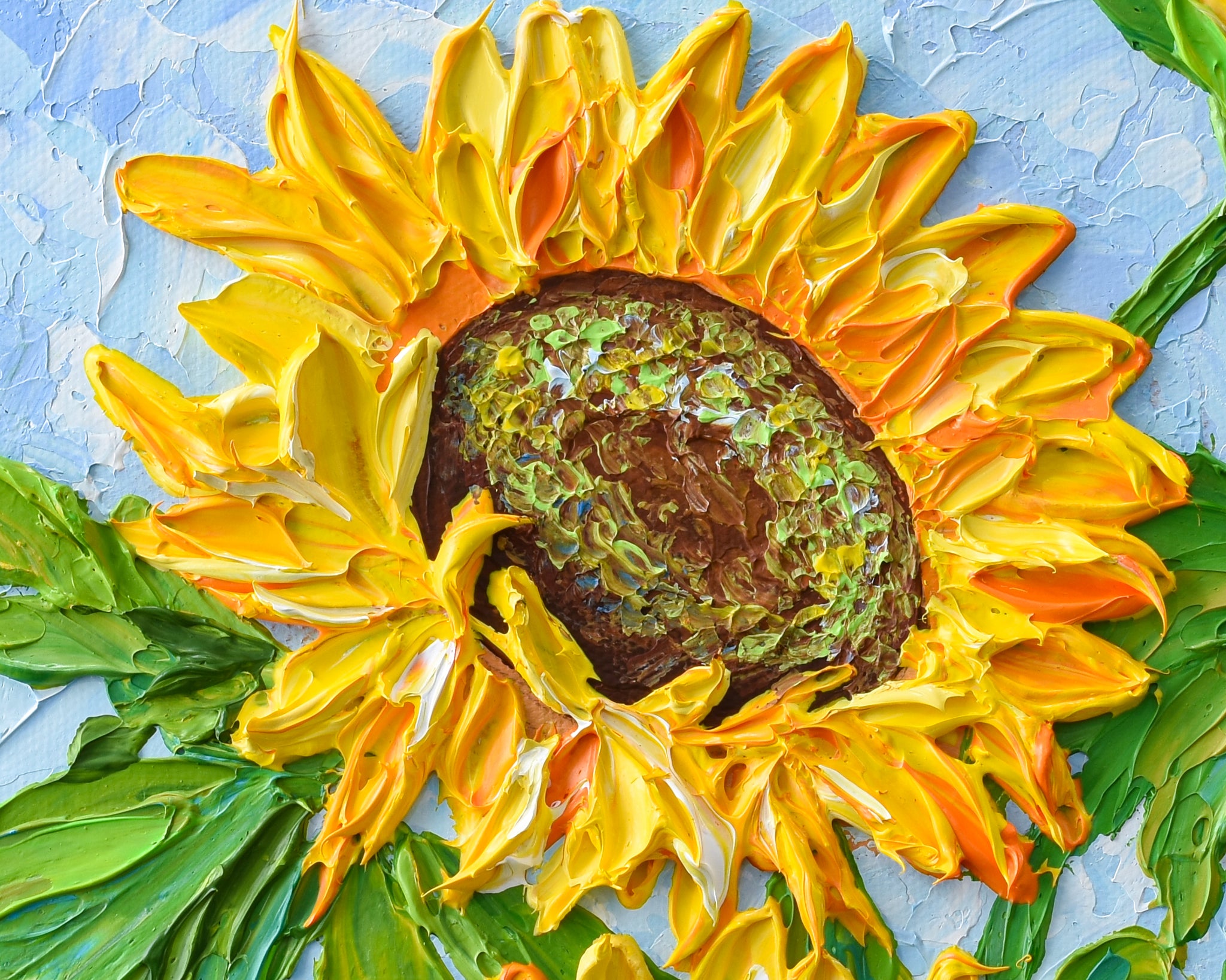 Sunflowers, Heavy Textured Floral Acrylic Painting, Fall Décor 12