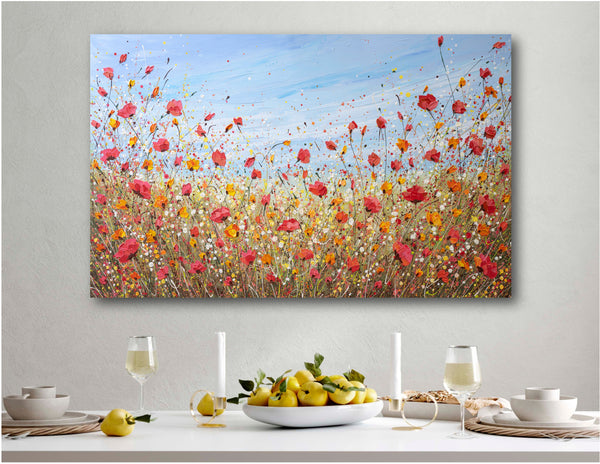 Sunlit Poppies, Acrylic on Canvas, 30"x48"