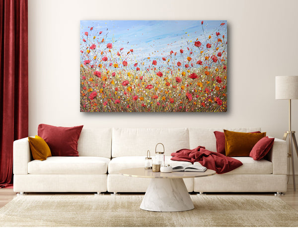 Sunlit Poppies, Acrylic on Canvas, 30"x48"
