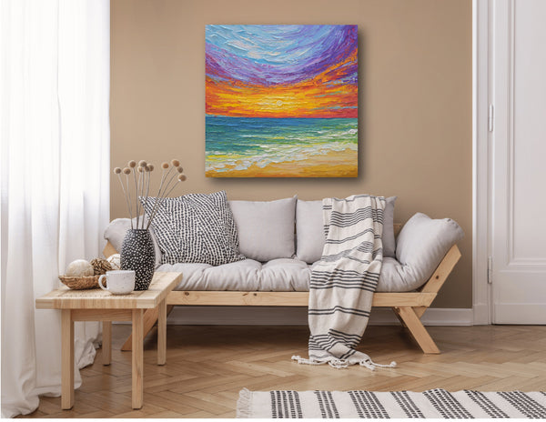 Summer Sunset, Acrylics on Canvas, 30"x30"