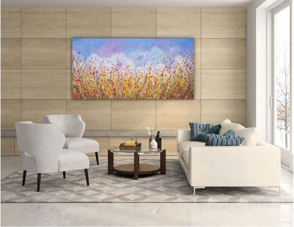 Wildflower Splash, Acrylics on Canvas, 24"x48"