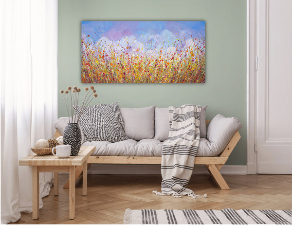 Wildflower Splash, Acrylics on Canvas, 24"x48"