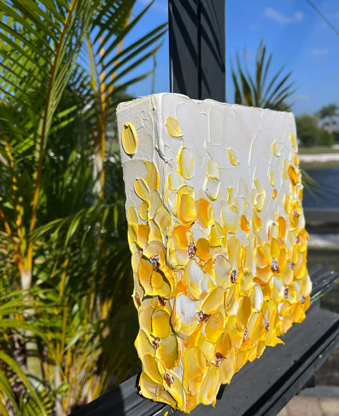 Yellow Bloom, Acrylic on Canvas, 8"x8"