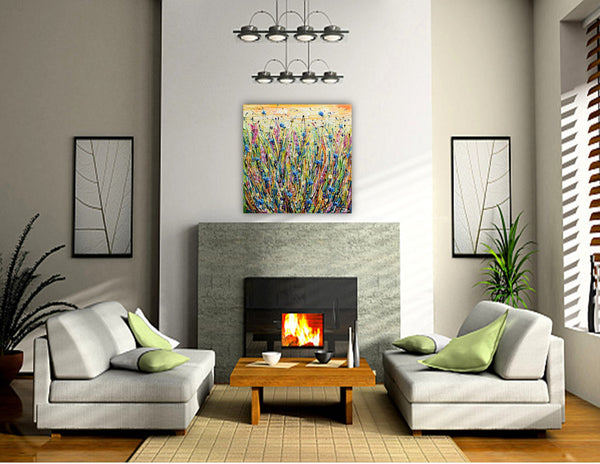 Cornflower Meadow, Acrylic on Canvas, 20"x20"