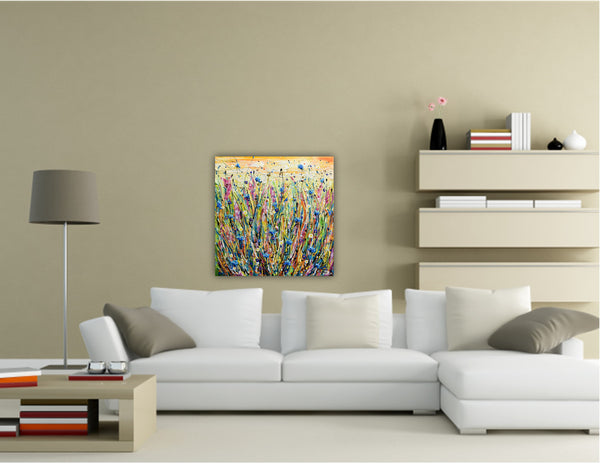 Cornflower Meadow, Acrylic on Canvas, 20"x20"