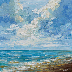 Ocean Clouds, Acrylic on Canvas, Palette Knife, 24"x24"