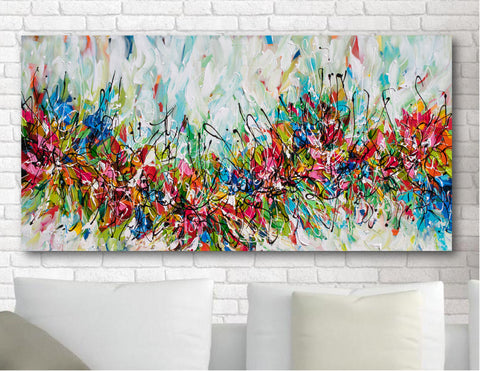 Brilliant Fall, Abstract Acrylic Painting on Canvas, 24"x48"