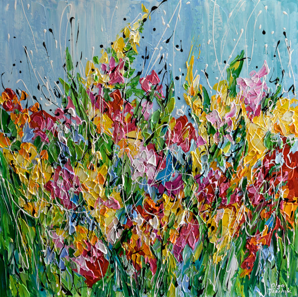 Sun Kissed Flowers, Acrylics on Canvas, 24"x24"